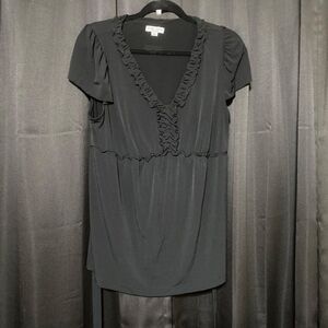 Liz Lange Maternity black V-neck blouse , tie back